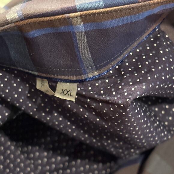 Bugatchi Dress Shirt Mens Size 2XL Brown Plaid Classic Fit Button Up Long Sleeve - Picture 6 of 11